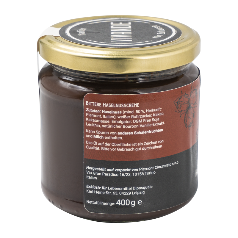 Bitter-Gianduja-Creme 400g – Haselnuss-Zartbitterschoko-Creme