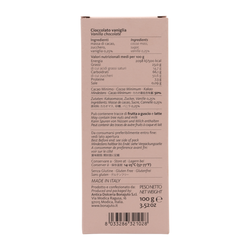 Bonajuto Schokolade „Vanille“ aus Modica