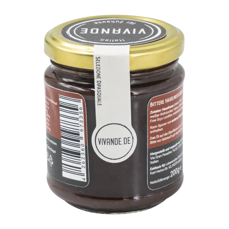 Bitter-Gianduja-Creme 200g – Haselnuss-Zartbitterschoko-Creme