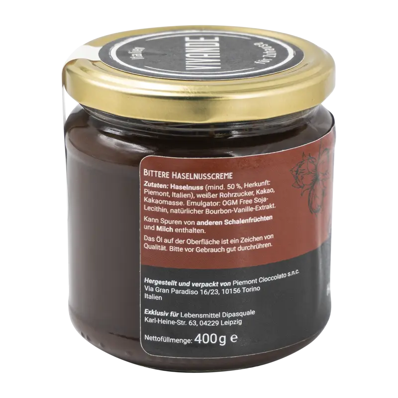 Bitter-Gianduja-Creme 400g – Haselnuss-Zartbitterschoko-Creme